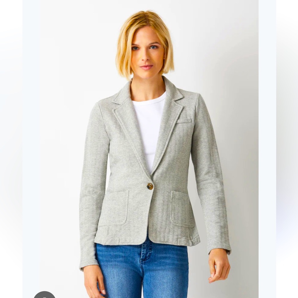 Ecru Terry Blazer 100% cotton light grey herringbone (XL) $187 retail